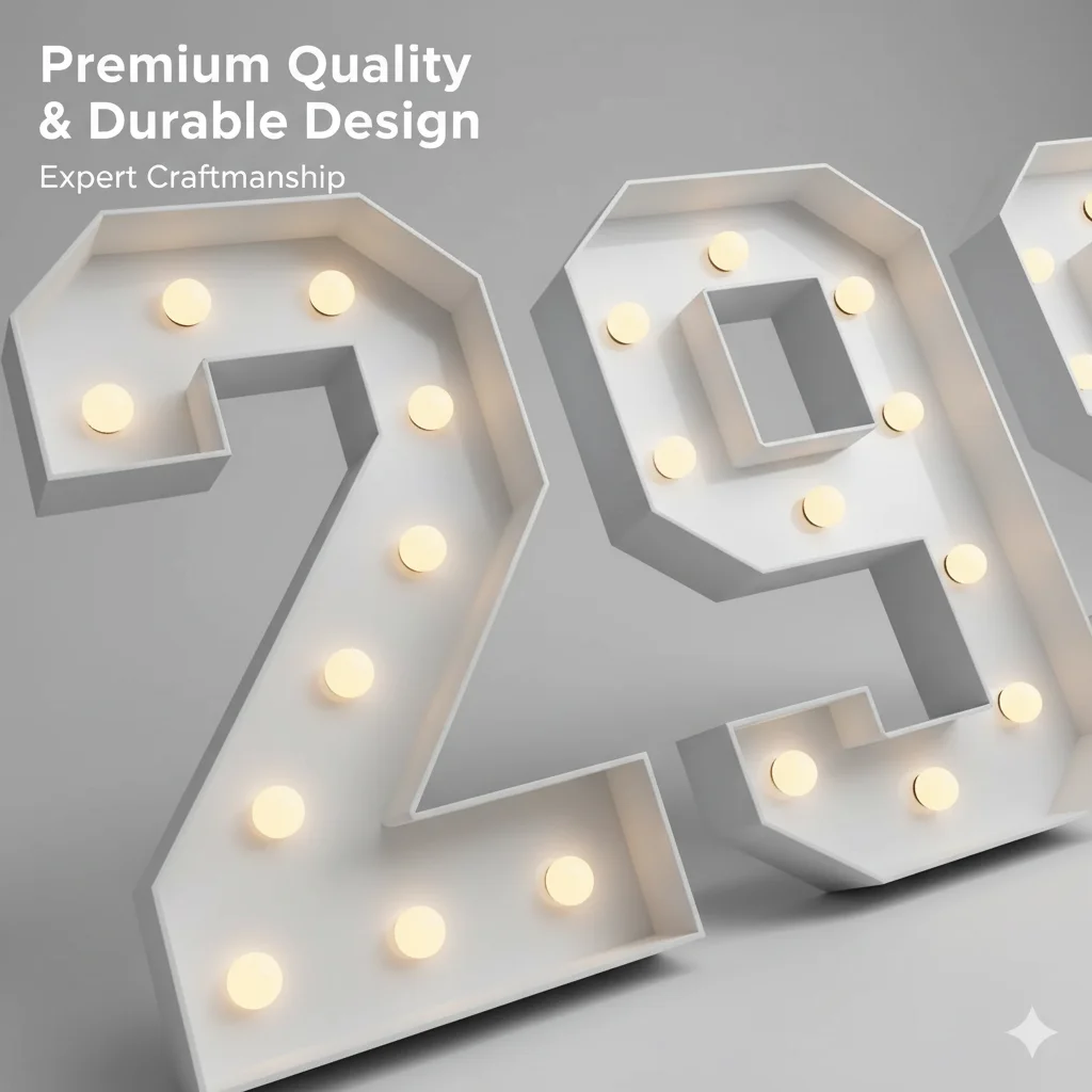 New 70-120cm Giant Figure Numbers Large Cardboard Giant Foam Mosaic Numbers For Birthday Wedding Party Decor LED Light