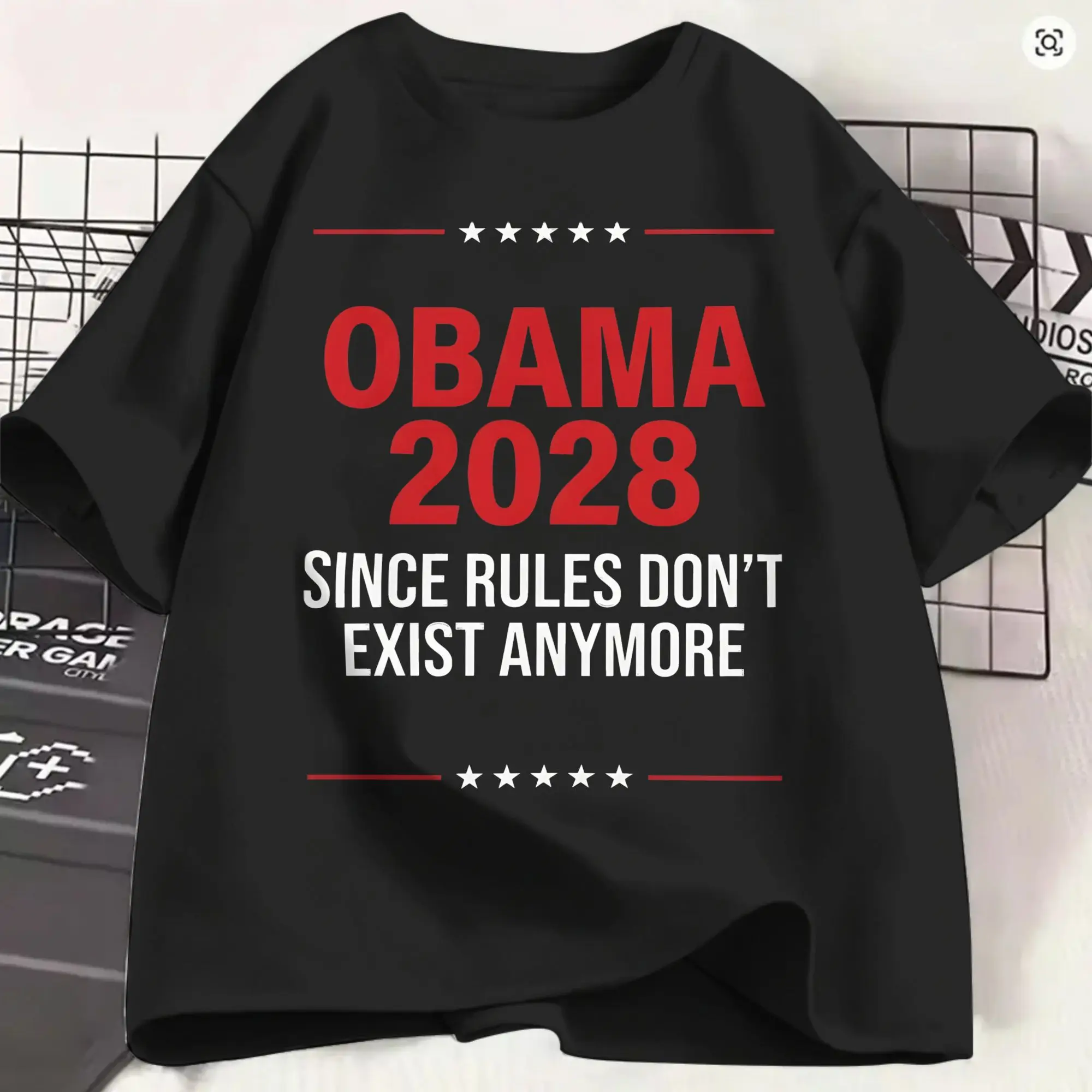 Obama 2028 Since Rules Don't Exist Anymore T Shirts for Men Pure Cotton Funny T-Shirts Crewneck  Tee Shirt Short Sleeve Tops
