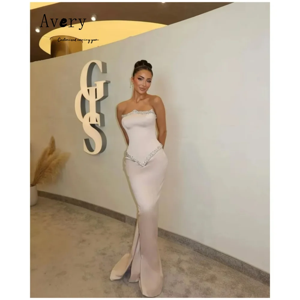 

Avery Custom Fishtail Sleeveless Rhinestone Off-shoulder Evening Dresses Wedding Guest Dresses Luxury 2026 for Party Gala Dress