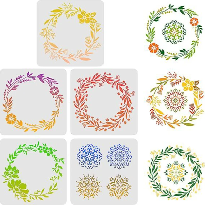 30*30cm Flower Wreath Mandala Stencils DIY Layering Wall Scrapbook Coloring Embossing Decora Graffiti Painting Template Reusable