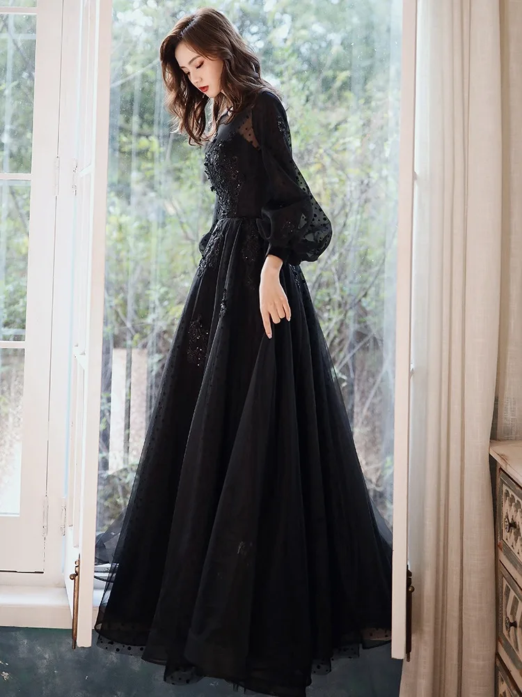 black long dress with sleeves Black Off-the-Shoulder Long Sleeve Maxi Dress | Womens | X-Small (Available in M, L) | 100% Polyester | Lulus | Holiday Dresses