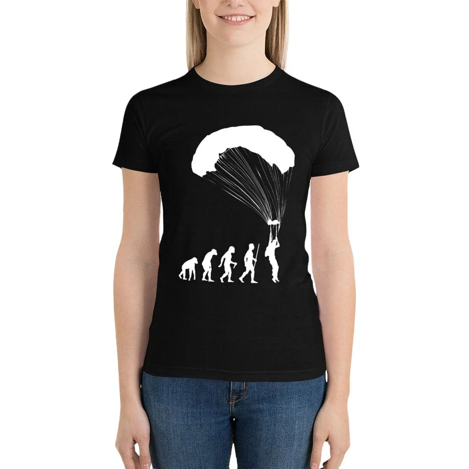 

Paragliding evolution T-Shirt vintage clothes female black t shirts for Women