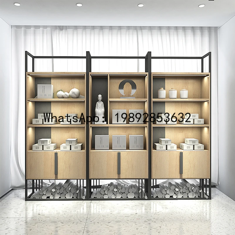 YFY Tea Display Cabinet Tea Set Porcelain with Light Display Combination Rack Tea Space Simple Gift Box Sample Cabinet