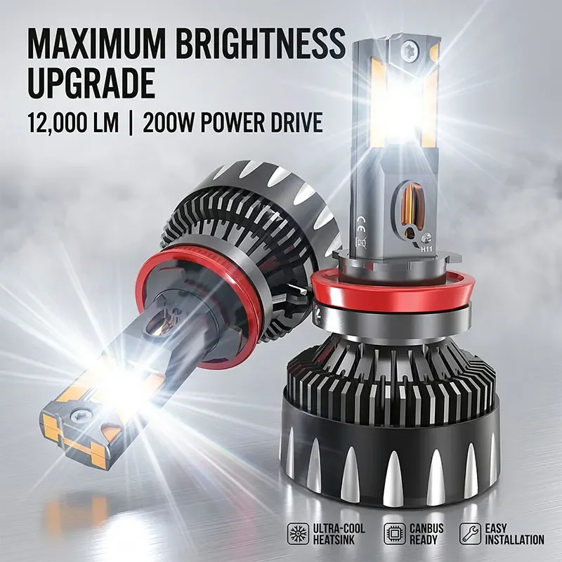 

CF 200W 12000LM H7 H4 H11 LED Headlight High Power Canbus 9005 HB3 9006 HB4 9012 Turbo Lamp 6000K Car Light 12V