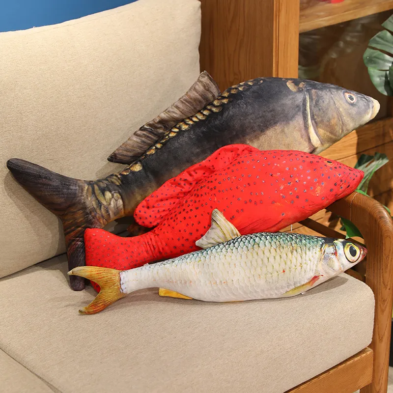 40-100 ซม.ปลาจําลองของเล่นตุ๊กตาหางดาบสีแดง ‌   ปลาคาร์พกระจกสามสเกลหินโมโรโกะ ‌   ตุ๊กตาหมอนยัดไส้นุ่ม Coral Grouper