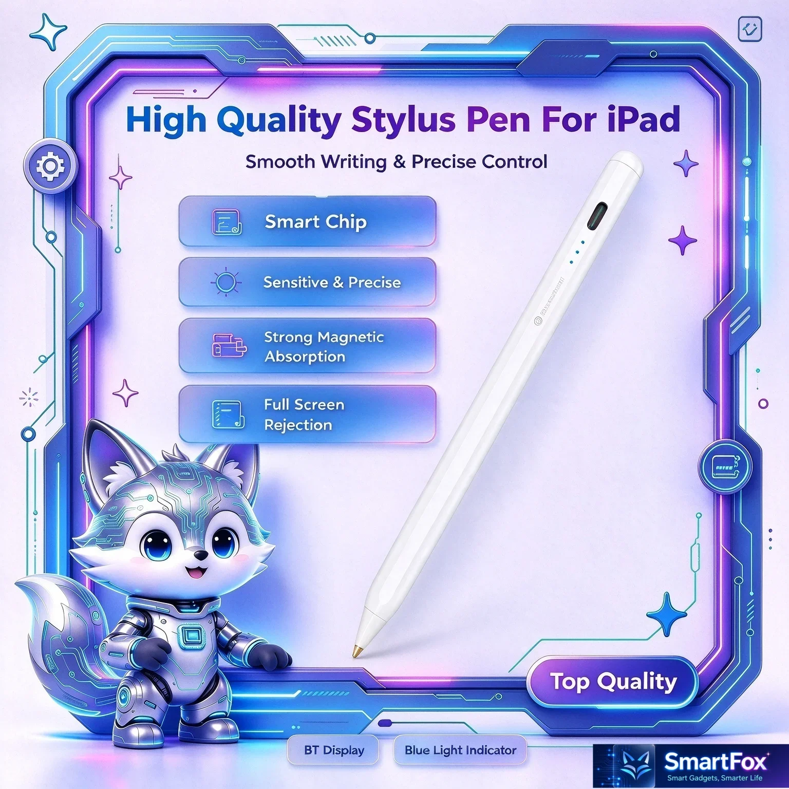 Stylus Pen For iPad, iPad Mini iPad Pro Magnetic Absorption, Palm Rejection, Tilt Sensitivity, Active Pencil For Writing Drawing