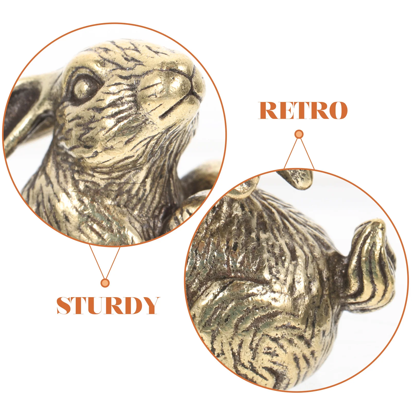 

2Pcs Brass Rabbit Statue Retro Style Small Bunny Ornament for Car Desktop Decor Exquisite Metal Animal Craft Home Office Party