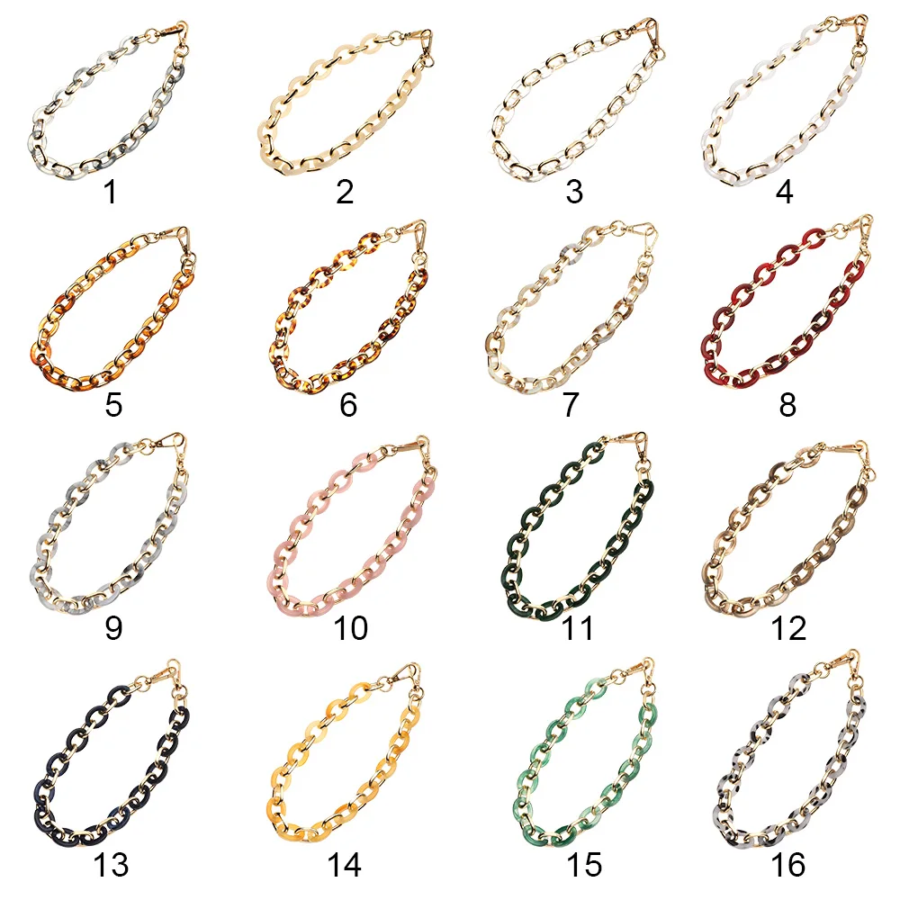 สายคล้องกระเป๋าอะคริลิคหลากสี สายถอดเปลี่ยนได้ สายสะพายกระเป๋าถือ สายรัดกระเป๋าเรซิ่น สายสะพายข้าง DIY อุปกรณ์เสริมกระเป๋า