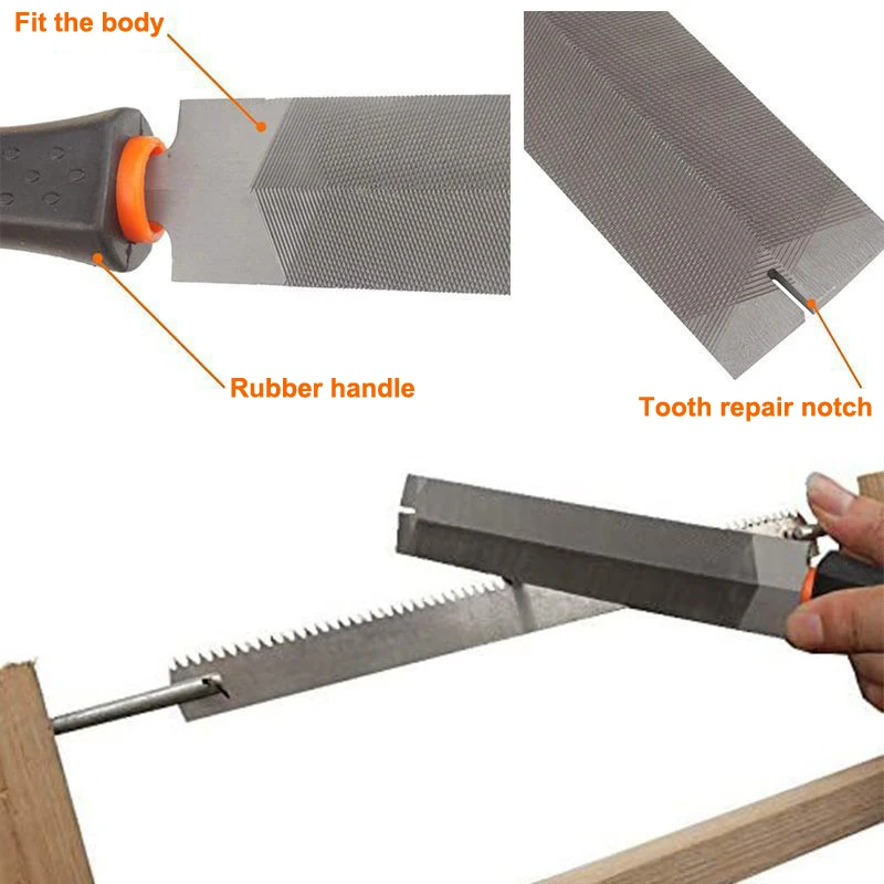 6/8Inch Diamond Rhombic Saw File Triangle Metal File Bearing Steel Wood Rasp for Sharpening Saw Blade Woodworking Tools