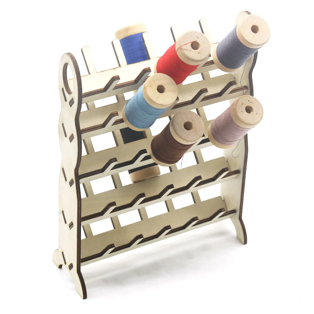 50 Spools Sewing Embroidery Thread Rack Organizer Detachable Wooden Thread Holder Wall Hanging Cones Stand Shelf Tool