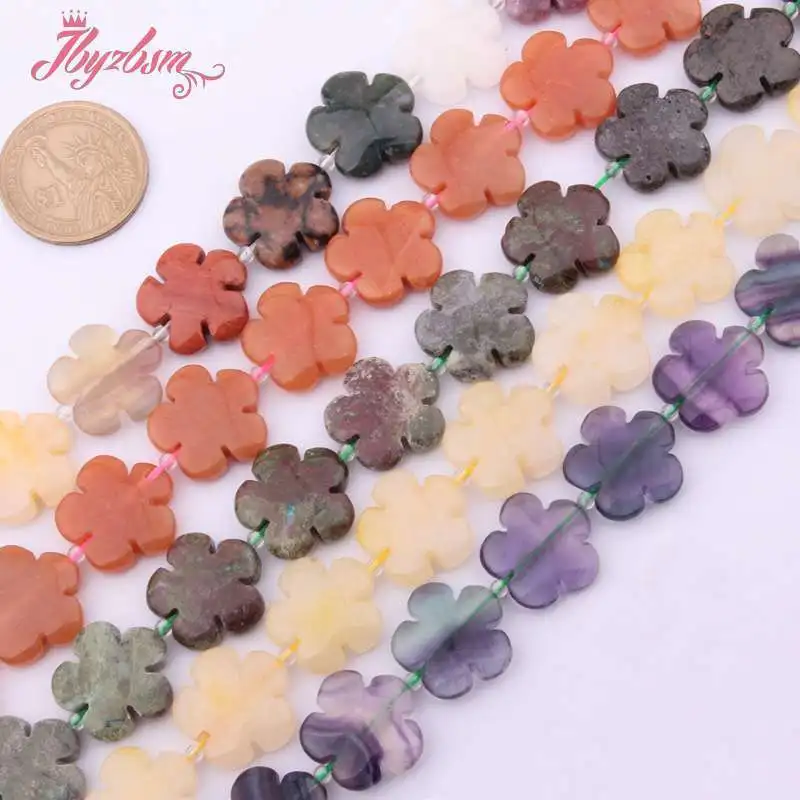 Natural Jaspers Rhodonite Howlite Crystal Agate Flower Loose DIY Stone Beads Strand 15 inch For Necklace Jewelry Making