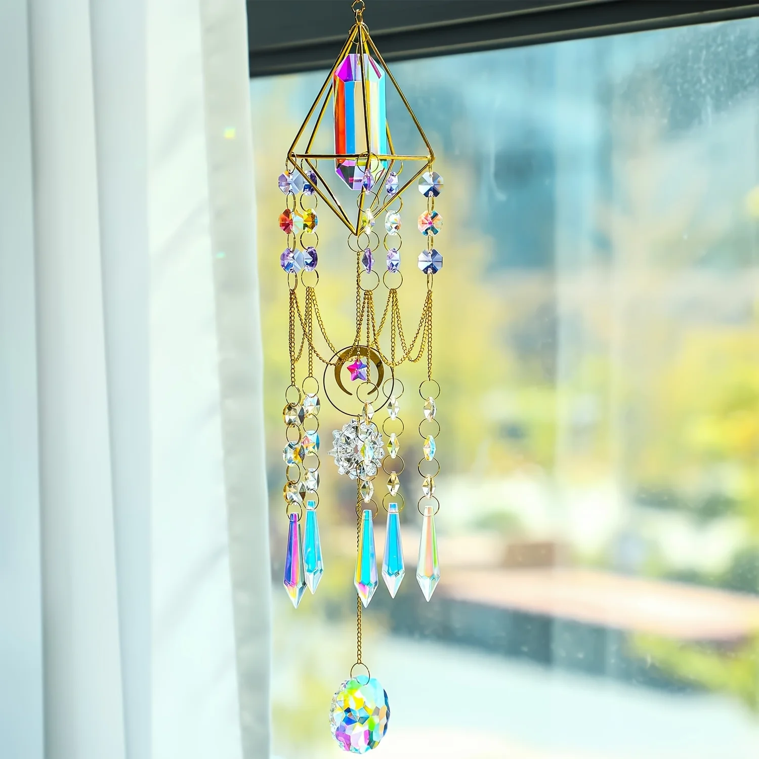 1pc Crystal handmade wind chimes Crystal Prism Daylight Catcher Glass Prism window hanging pendant home garden porch decor