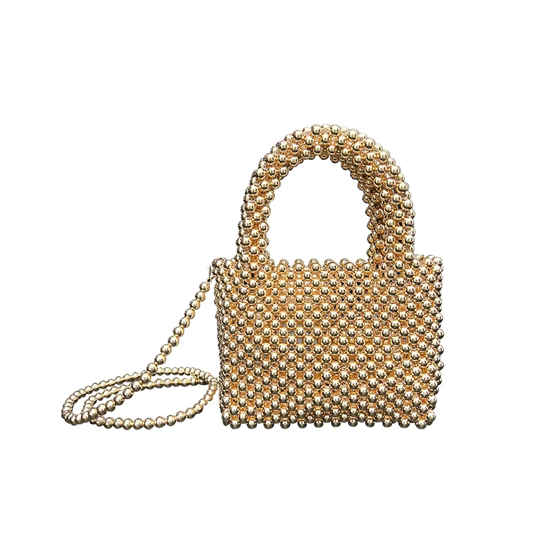 

Высококачественная сумка с квадратным полым плетением из бисера, элегантная европейская и американская женская сумка, летняя