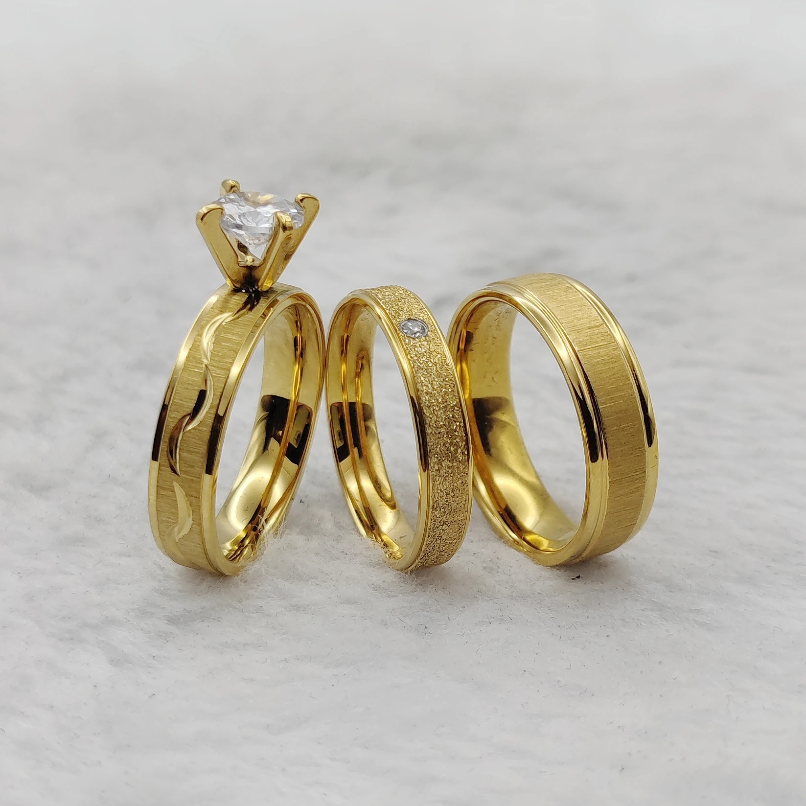 Anillos chapados en oro de 24K para parejas, Alianza de moda, promesa de Turquía occidental, propuesta de boda, anillos nupciales