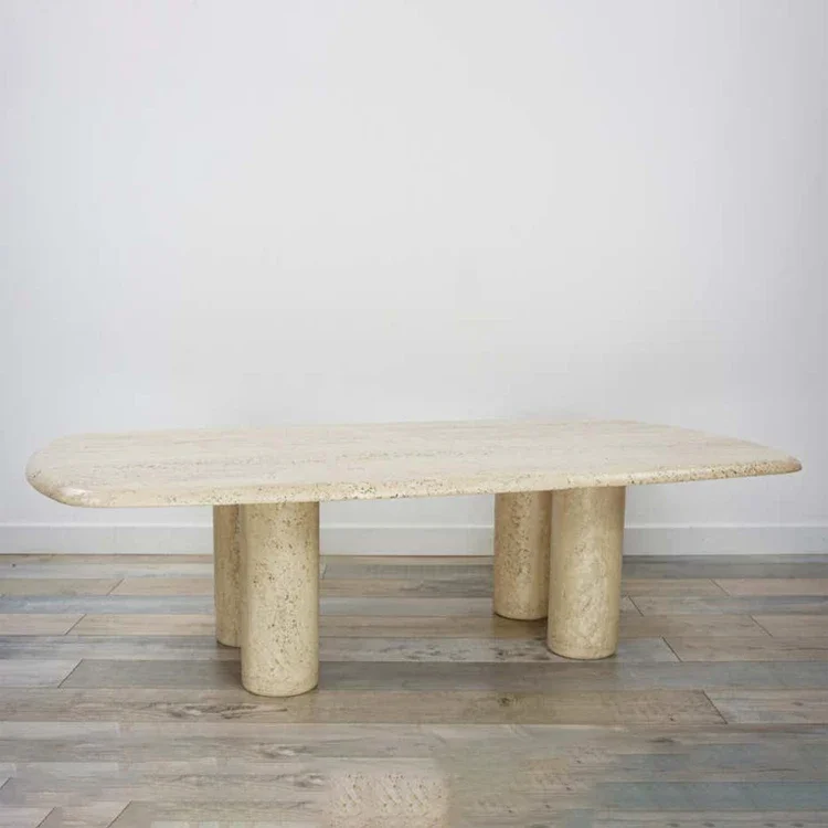 

Custom Table Solid Cylinders Marble Travertin Coffee Table High Quality Travertine Table