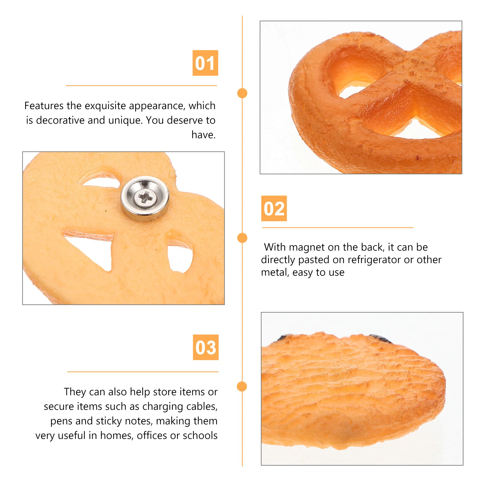 

6Pcs Cookie Fridge Magnets 3D Decorative Refrigerator Magnets Creative Home Refrigerator Decors Memo Note Holder