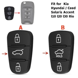 3 Buttons Rubber Replacement key shell fit for Hyundai Solaris Accent Tucson l10l20l30 Kia Rio Ceed Flip Remote Car Key Shell