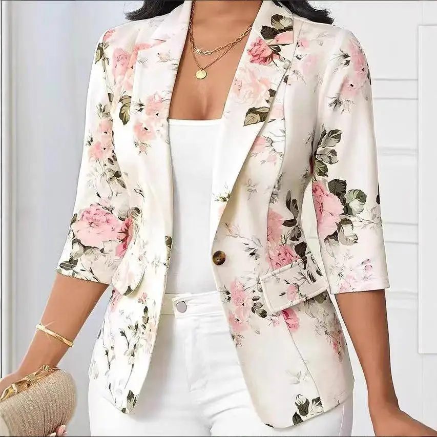 

Faionable с принтом, облегающая верхняя одежда на одной пуговице, женское повседневное длинное осеннее пальто из полиэфирного волокна