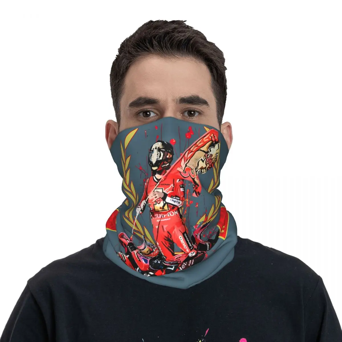 Kampioenschap Francesco Bagnaia Nummer 1 #63 Moto Gp Bandana Hals Hoes Bedrukt Motorcross Wrap Sjaal Multi-Use