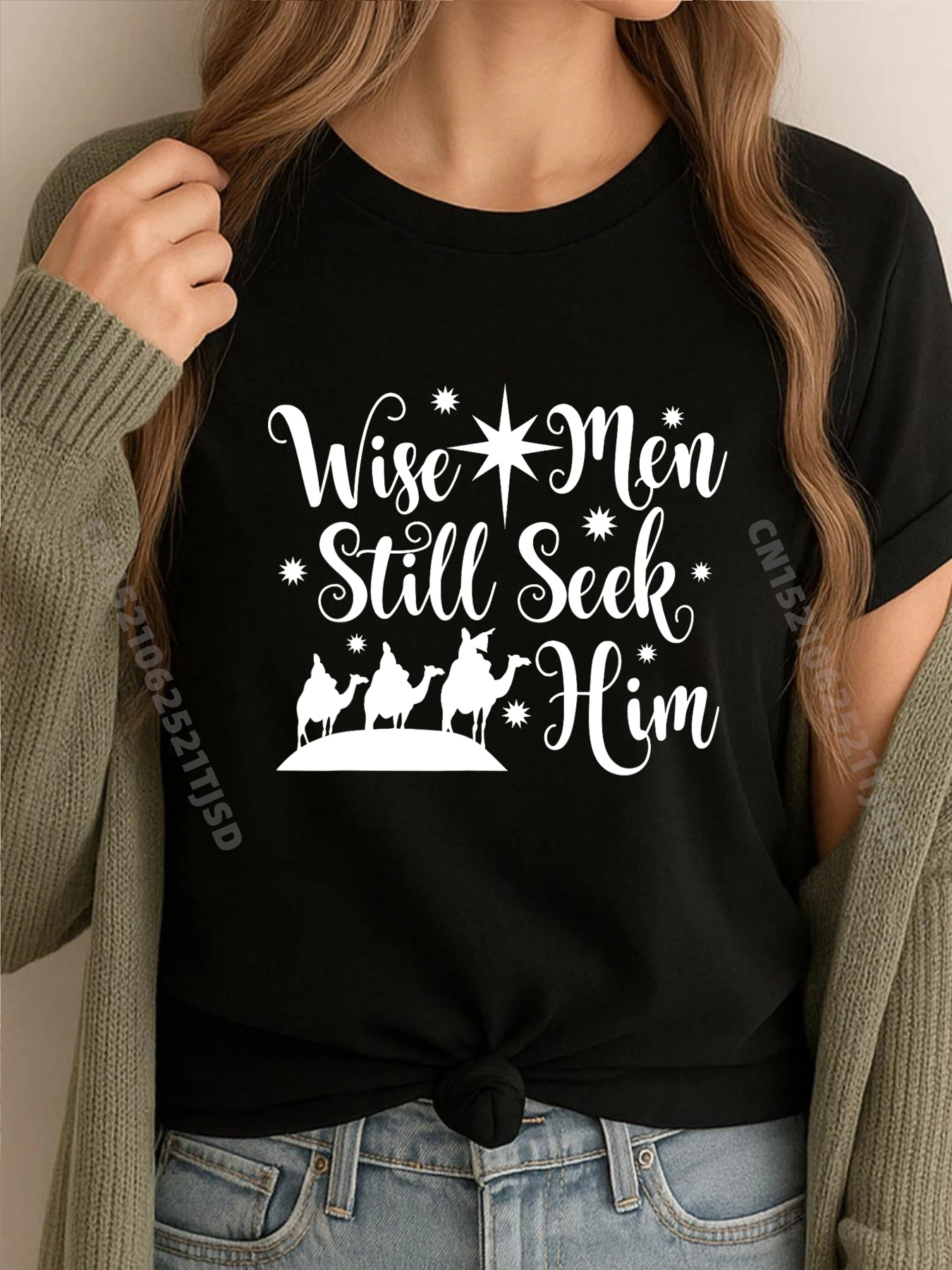 

Мудрая женщина Still Seek Him Christian Christmas Иисус простые футболки оптовая продажа роскошная футболка подарок большого размера