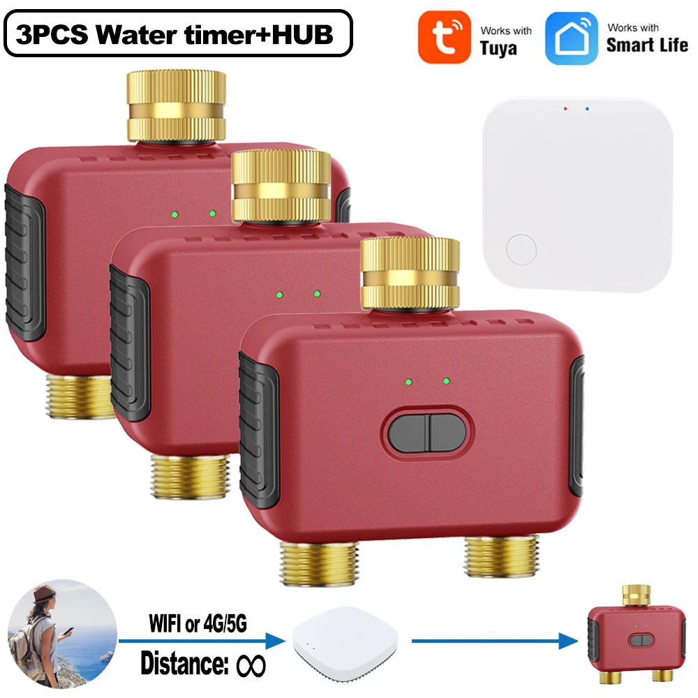 WiFi- en Zigbee-slimme bewateringstimer met 2 zones voor slimme tuin, Automatisch irrigatiesysteem, Druppel- en sproeicontroller, Klep Tuya 2MQTT ZHA