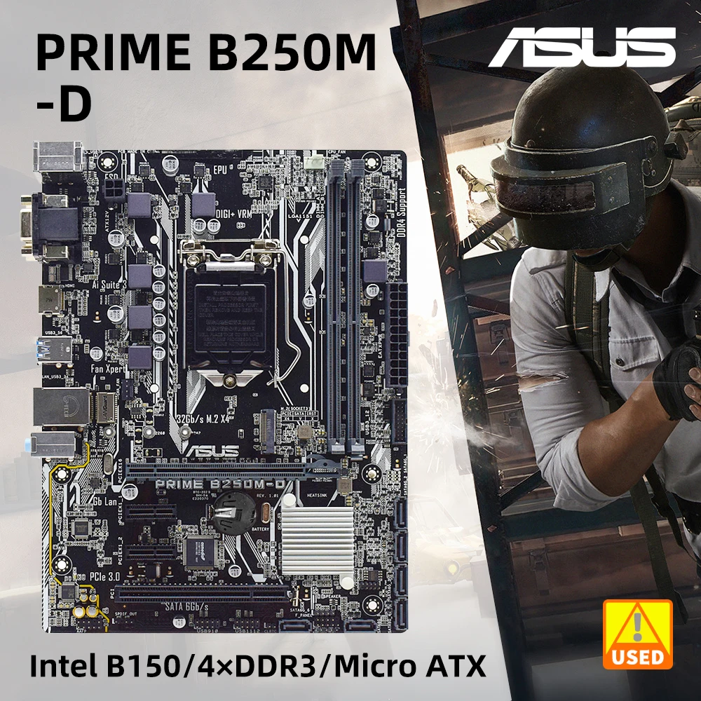 ﻿ ASUS PRIME B250M-D Motherboard LGA 1151 Intel B250 DDR4 32GB support Core i3-6300 7300 6500 7500 7700 7100 G4560 cpu  Micro AT