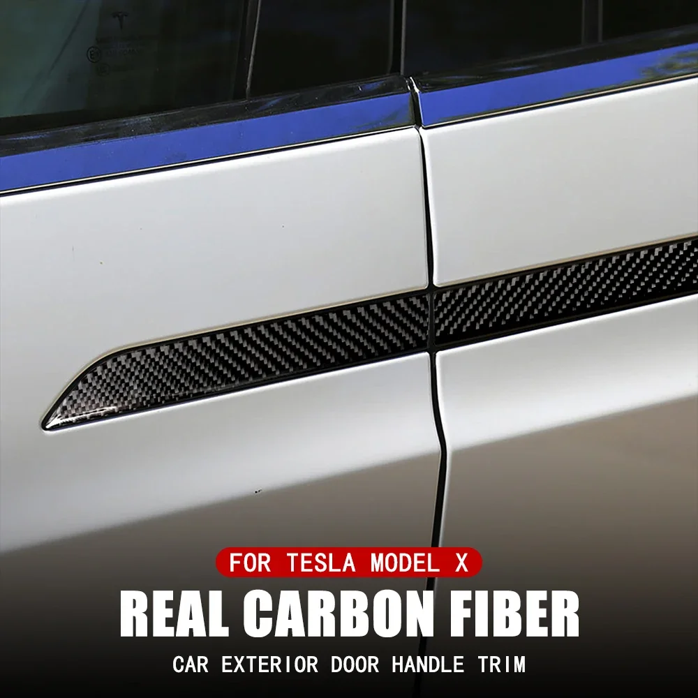 

4pcs for Tesla Model X 2016-2020 Car Door Handle Stickers Trim Real Carbon Fiber Sticker tesla Handle Cover Kit Protector Door