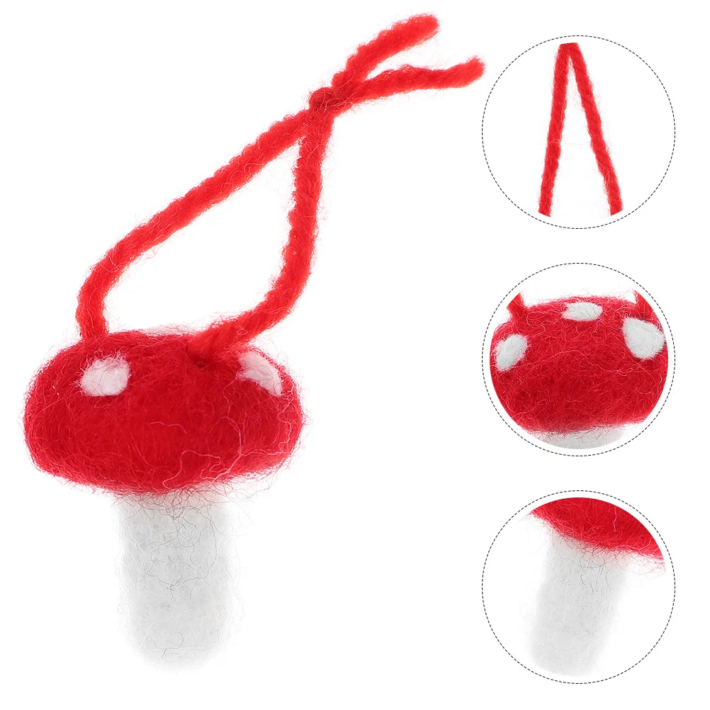 10Pcs Wool Felt Mushroom Ornaments Durable DIY Crafts Supplies Felt Mushroom Decorations for Garland Wreath Hair Accessories