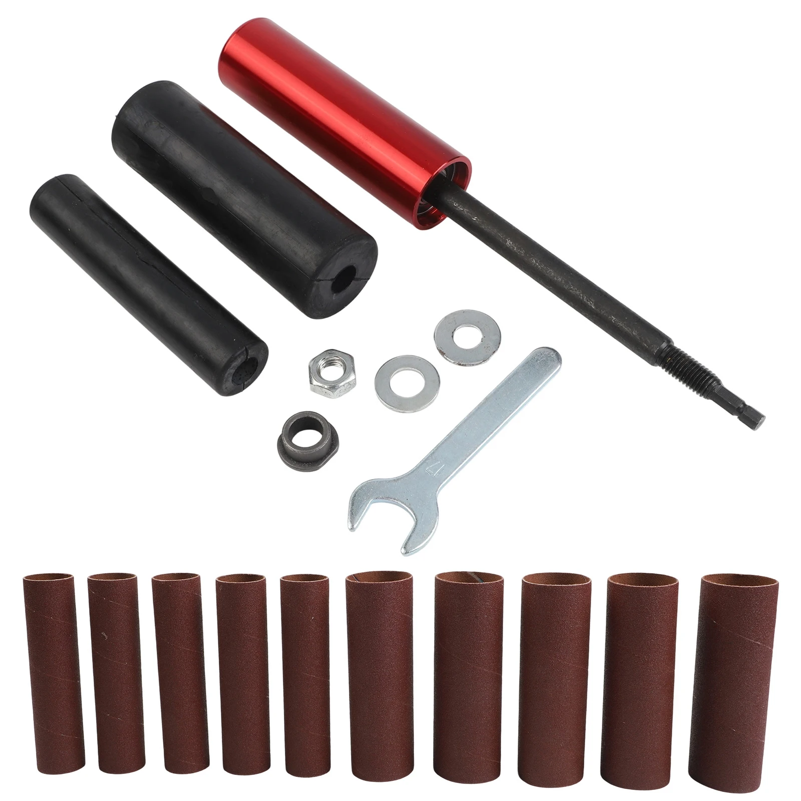 Tambor de lijado de goma manual Compatible con adaptador de lijadora de husillo 2 manguitos de lijado de tambor para metalurgia de carpintería de precisión