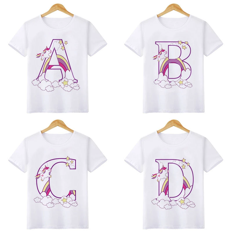 

Girl Clothes Unicorn Letter Print Children's Clothing Clothes Girls From 2 To 7 Years Tops T-shirts For Children Summer New 2023