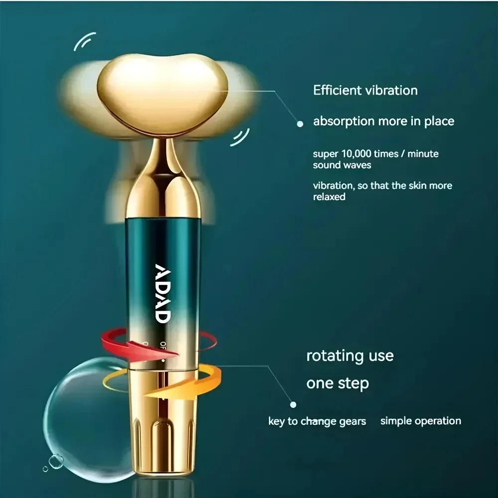 Masajeador facial eléctrico: dispositivo de belleza con vibración ultrasónica para levantamiento, reafirmar el cuidado de la piel y los ojos, uso doméstico portátil