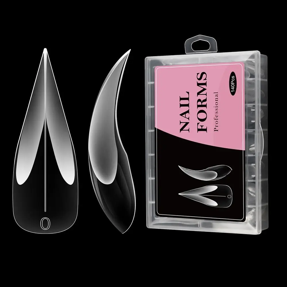 

140pcs Fashion Acrylic Curved Stiletto Nail 3D Eagle Claw Hawk Shape False Nails Dual Forms Full Cover Nail Tips for Halloween