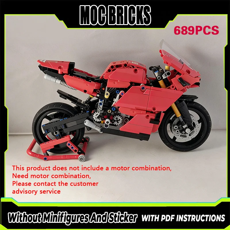 

City Car Model MOC Building Bricks Two-Wheeled Motorcycle Racing Modular Technology Gifts Holiday Assemble Children Toys Suit