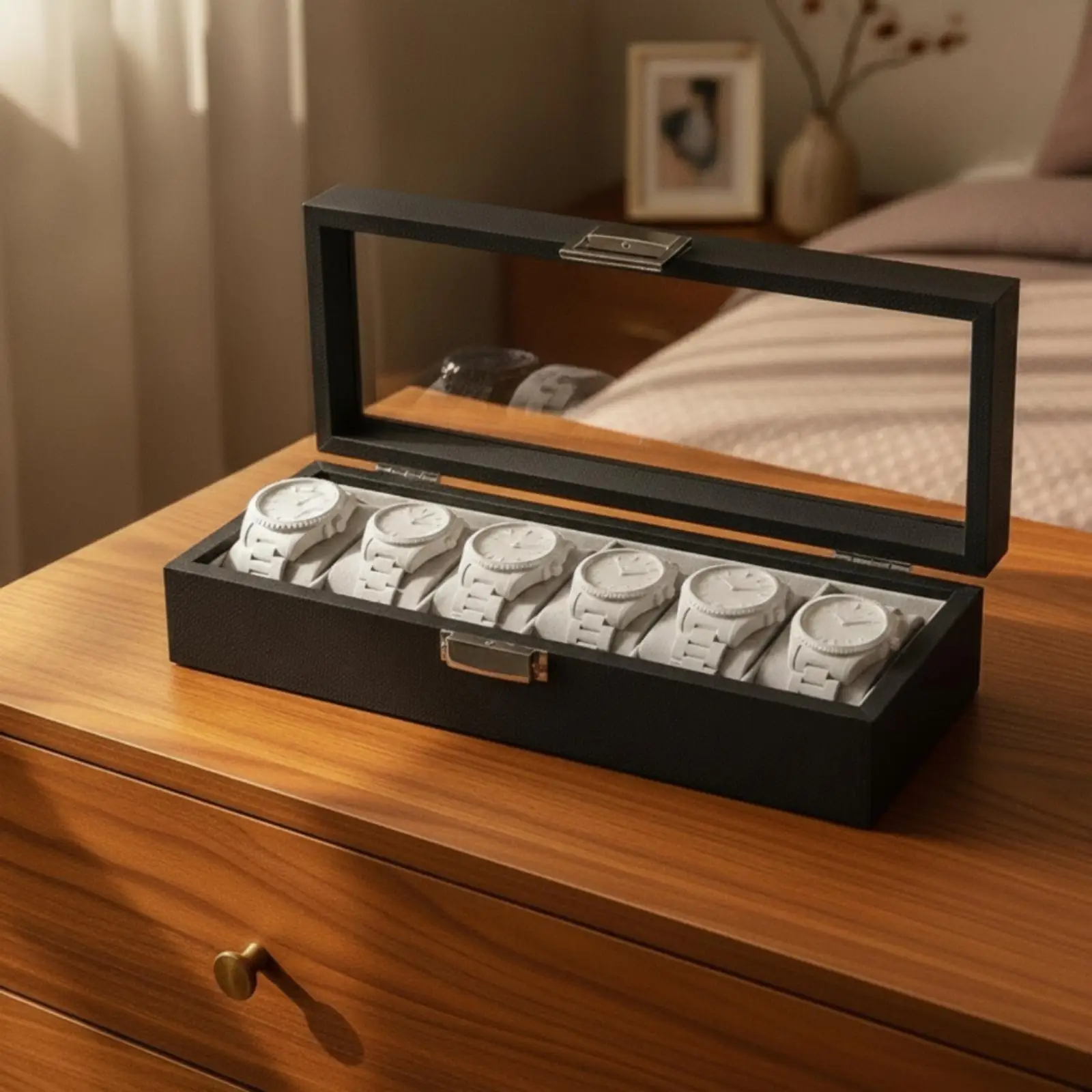 Watch Box with Glass Lid Soft Watch Box Shielded for Collectors