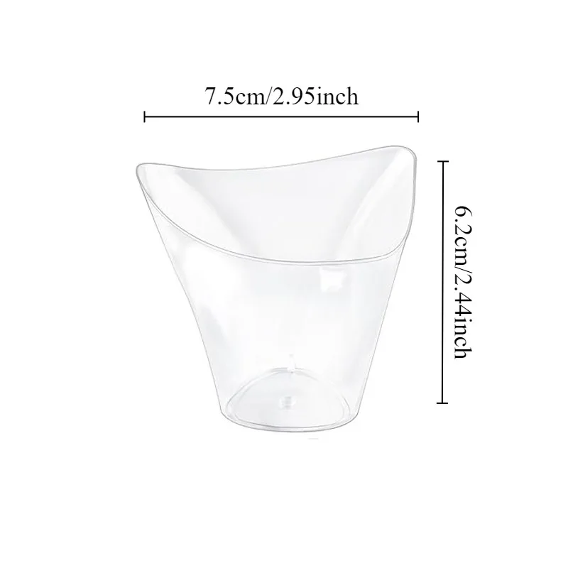 50PCS Transparent Dessert Cups Birthday Party Disposable Dessert Cups Twist Triangle Birthday Party Wedding Food Container