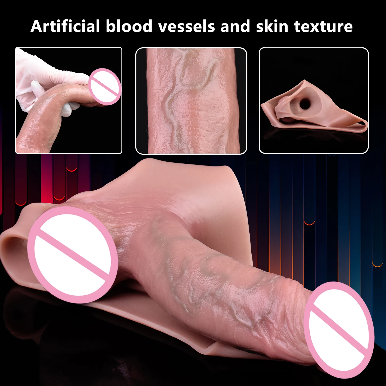 FAAK Silicone Briefs With Hollow Penis Sleeve Large Realistic Dildo Sex Toys For Men Masturbator Cock Extender Enlargement