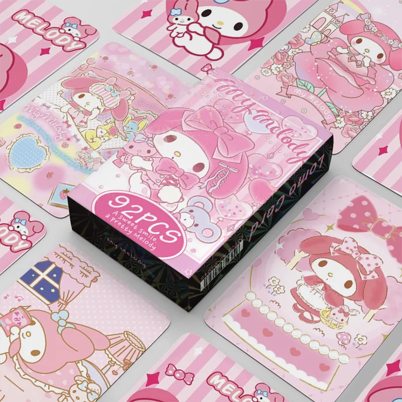 92Pcs/Set Sanrio MY MELODY High Quality Stickers Lomo Card Kawaii Bookmarks HD Printed Photocards Series Collection Gift