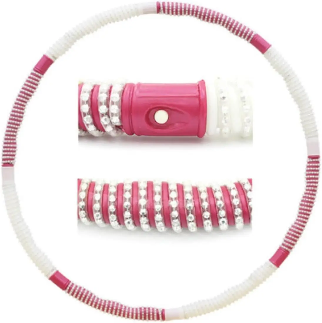 Weighted Fitness Hula Hoop– Jewelry 1.8 Massage Hoop with Ball Chain – 2-Line Acupressure Design for Waist Shaping & Core Workou