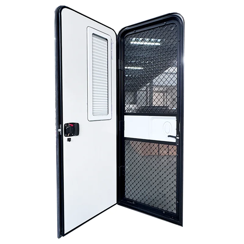 Customized Aluminum Frame Camper RV Door with Screen Door & Sun Blind Window view 3