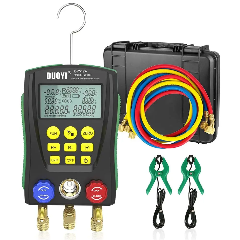 For Refrigeration Pressure Gauge Digital Manifold Pressure Gauge Vacuum Pressure Temperature Meter Test Air-Conditioning