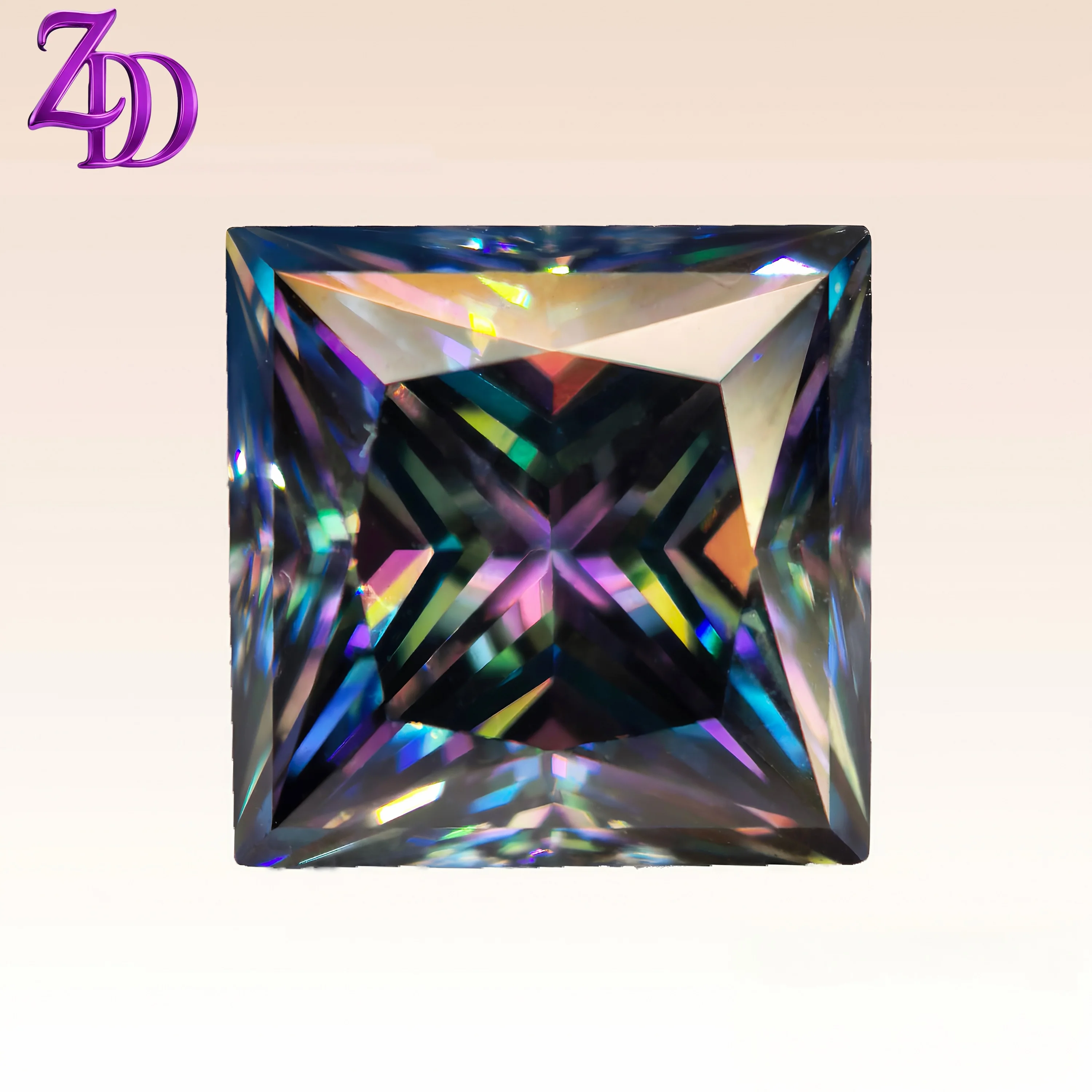 

Moissanite Stone Rainbow Purple Color Princess Cut GRA Certified Moissanite Loose Gems Pass Diamond Tester for Jewelry Making