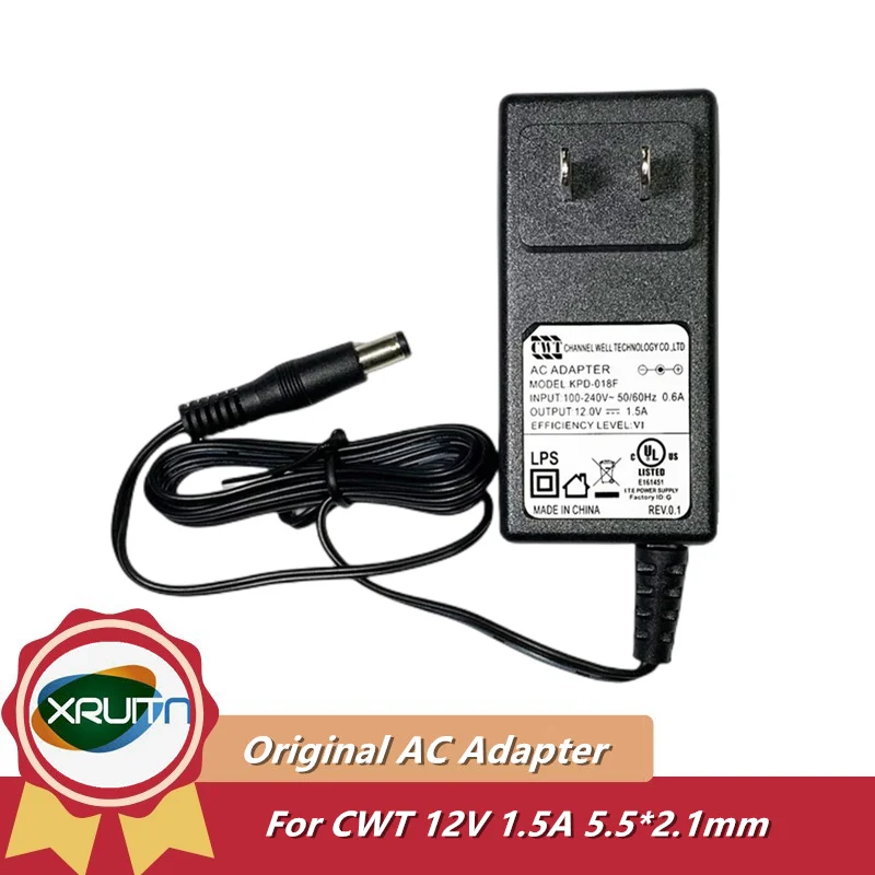 

Genuine CWT Channel Well KPD-108F AC Adapter Charger 12V 1.5A 5.5*2.1mm Power Supply US Plug