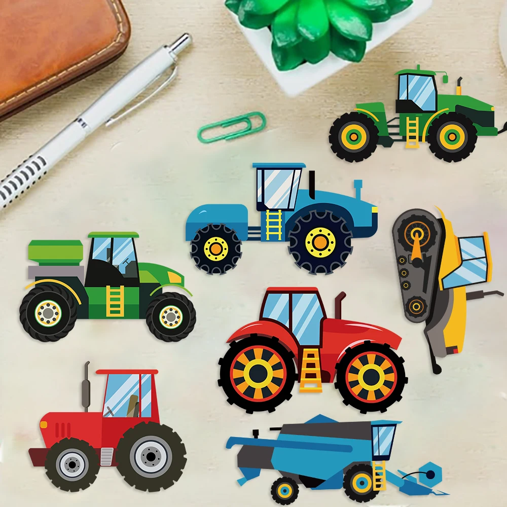 8/16/24 Stück ländliche Baufahrzeug-Puzzle-Aufkleber machen ein Gesicht Cartoon für DIY Telefon Laptop Gepäck Skateboard Graffiti Aufkleber