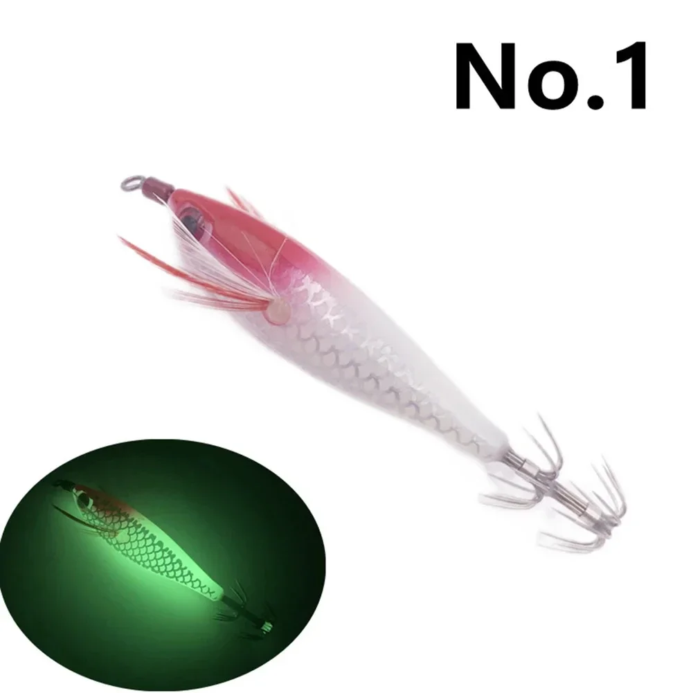 5g 8cm Luminous Vertical Jigging Lure Octopus Shrimp Wooden Shrimp Squid EGI Jig Cuttlefish Squid Fishing Lure Bait Hook