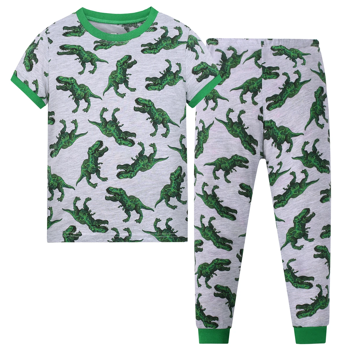 Kids Pajamas Set for Boys Multiple Styles Dinosaur T-Rex & Monster Truck Print Cotton Loungewear