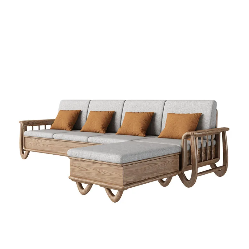 

Winter and summer dual-purpose corner sofa, new Chinese style small apartment straight row modern