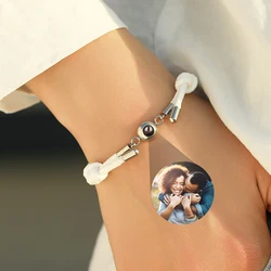Customized Bracelet With Picture inside Personalized Photo Projection Bracelets Adjustable Steel Bracelet Memorial Jewelry Gift