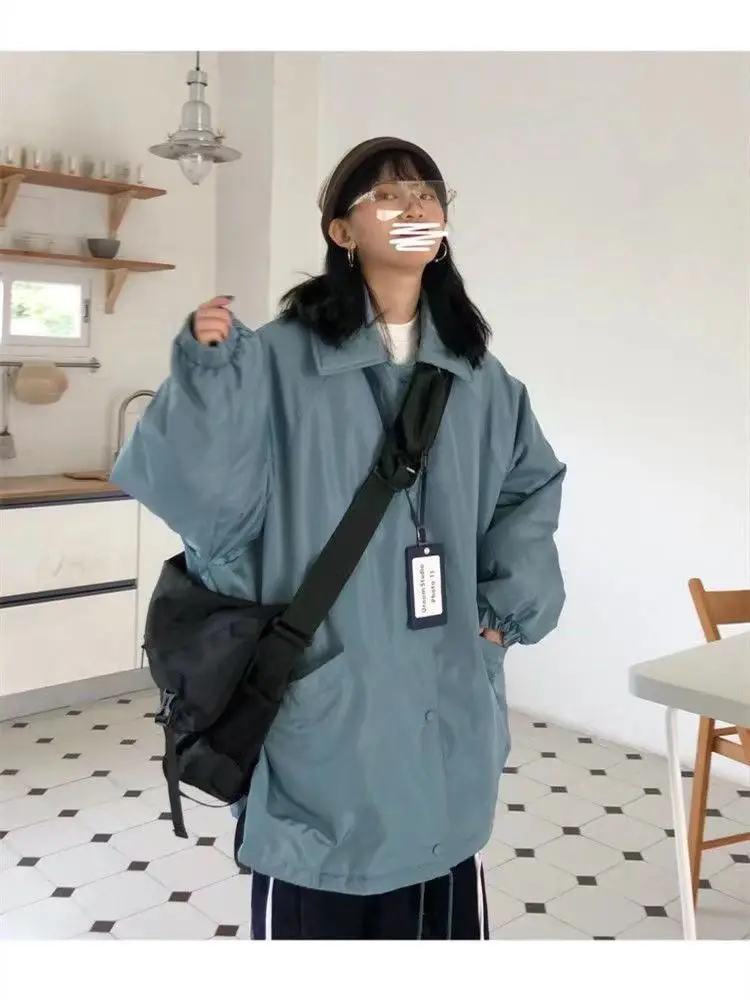 Jaqueta de algodão grosso retrô retrô americano, outono/inverno, Y2K, Harajuku, quente e quente, japonês