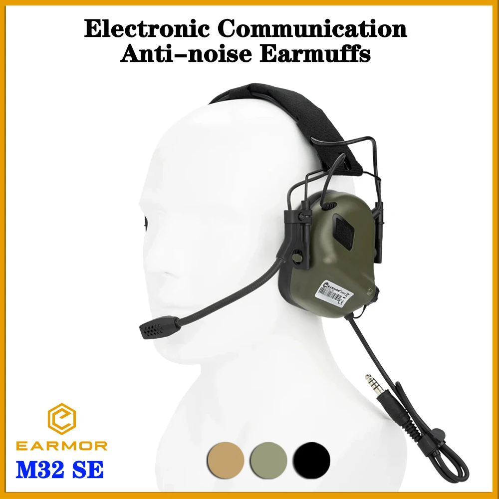 Electronic Shooting Earmuffs EARMOR® M32 SE Headband Communication Noise Canceling Tactical Headset Hunting Hearing Protection
