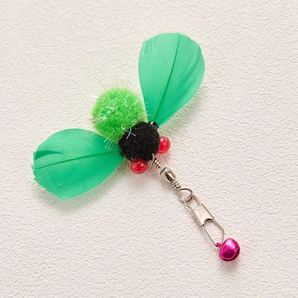 رأس بديل لتحفيز القطط - لعبة للحيوانات الأليفة من الريش والحشرات النابضة بالحياة، قابلة لإعادة التعبئة للعب التفاعلي لعصا القطط